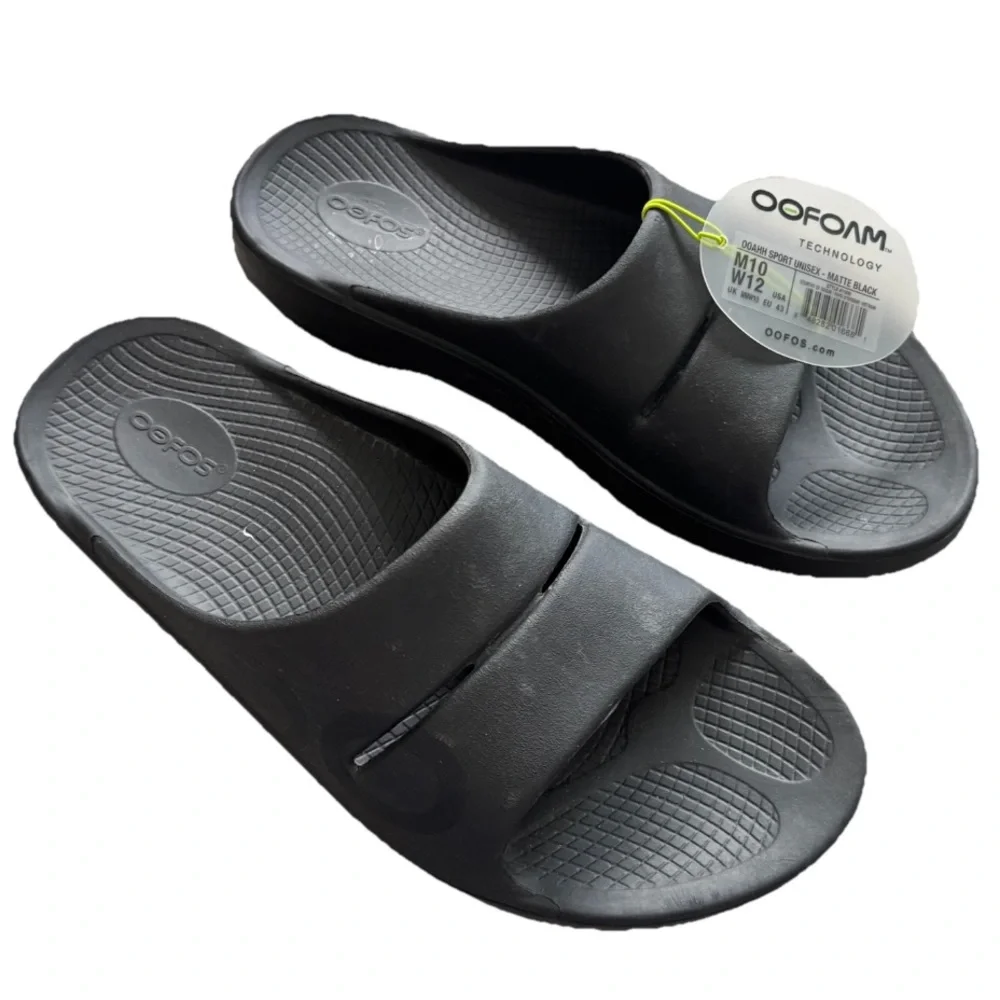 OOFOS NWT OOAHH SLIDE SANDAL Black Recovery Slides Comfy M10/W12 Unisex - Picture 1 of 6